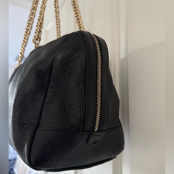 Versace Collection, soft black pebbled leather, gold hardware, zipper closure - Picture 4 of 14